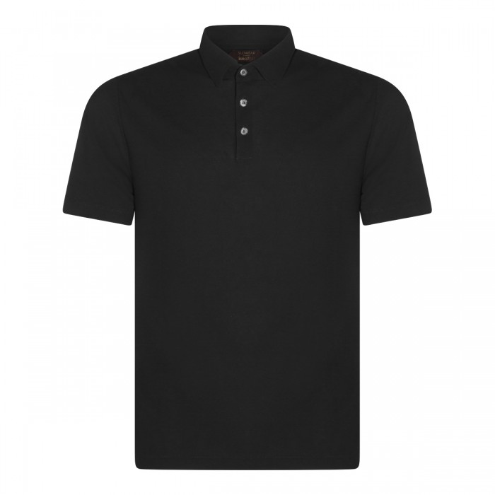 BLACK COTTON POLO SHIRT