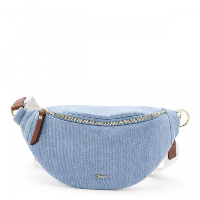 BLUE COTTON DENIM BELT BAG