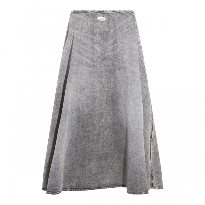 GREY COTTON MIDI SKIRT
