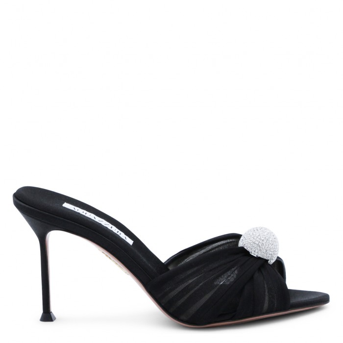 BLACK SATIN MISTERY MULES