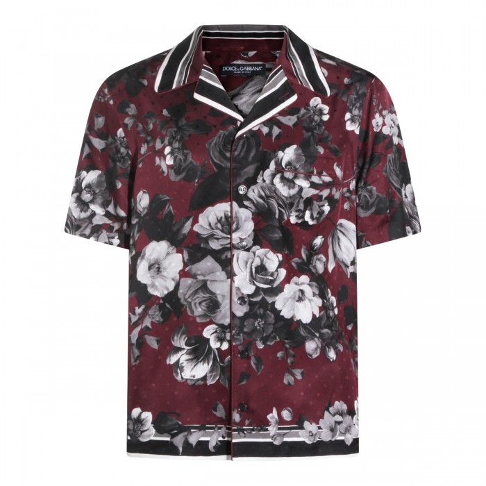 BORDEAUX AND BLACK SILK SHIRT