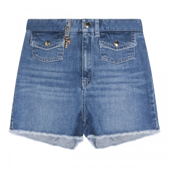 BLUE COTTON DENIM SHORT