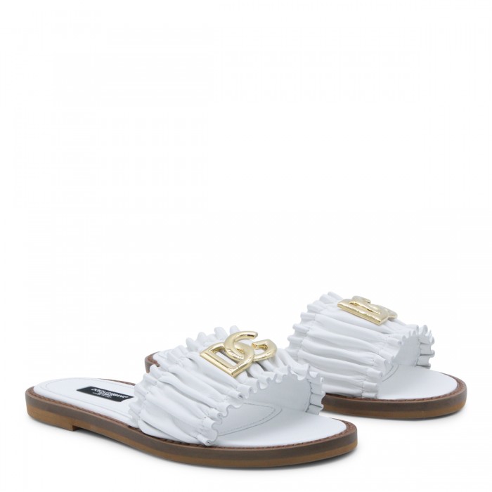 WHITE LEATHER FLAT 2