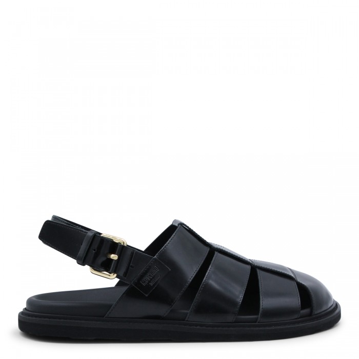 BLACK LEATHER SANDALS