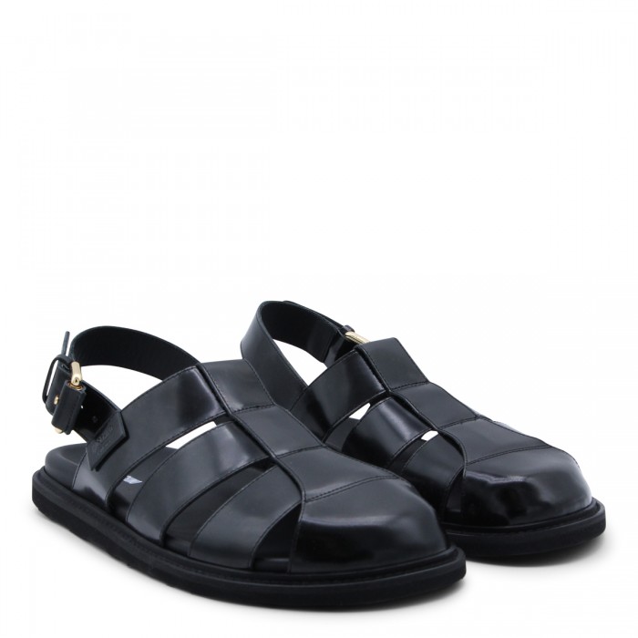 BLACK LEATHER SANDALS 2