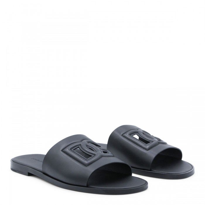 BLACK LEATHER FLAT 2