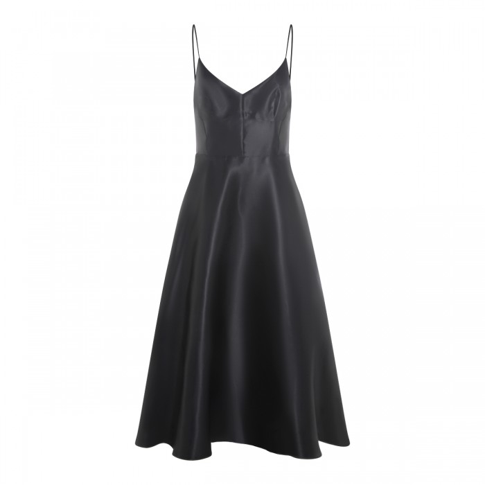 BLACK SILK MIDI DRESS