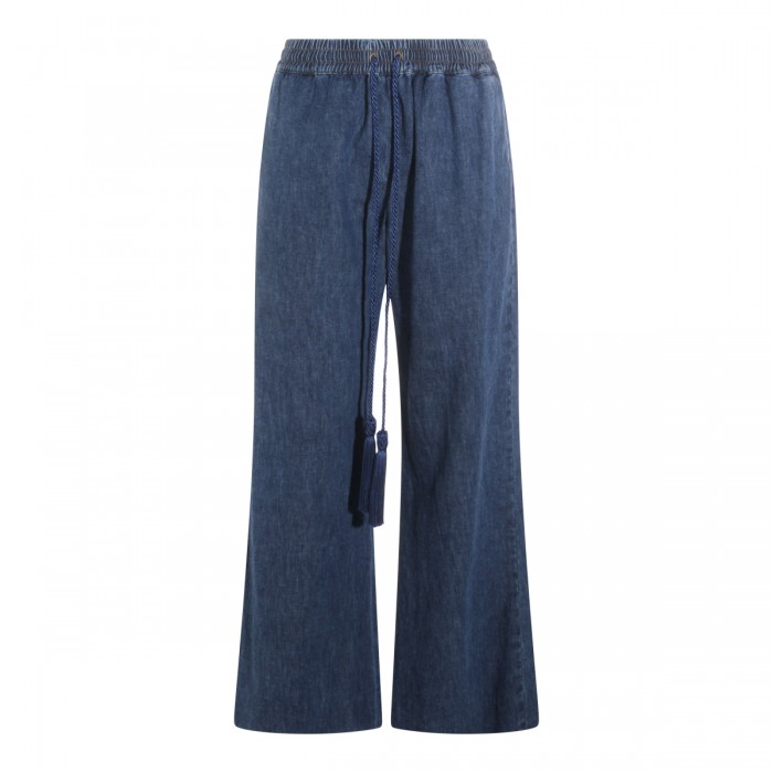 BLUE DENIM COTTON PANTS