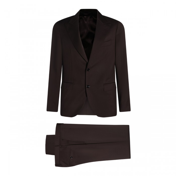 BROWN VIRGIN WOOL SUIT