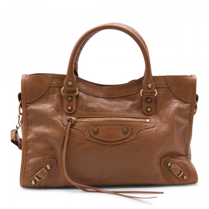 BROWN LEATHER CITY M TOP...