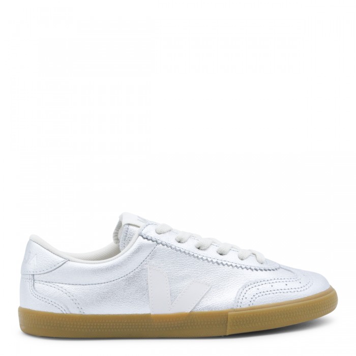 SILVER WHITE LEATHER SNEAKERS