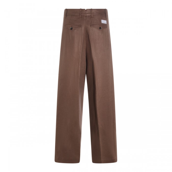 DARK BROWN LINEN PANTS 2