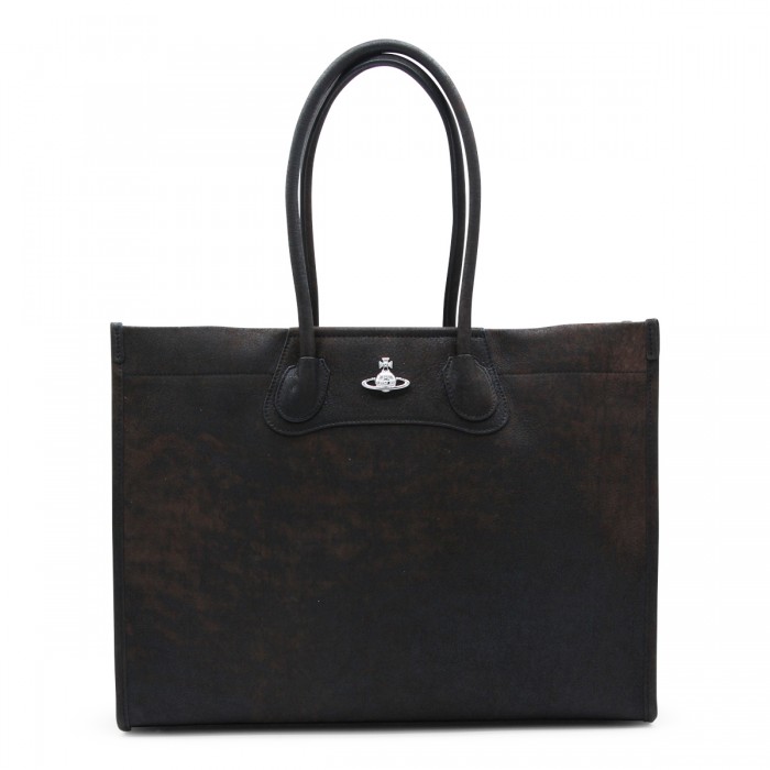 DARK BROWN LEATHER TOTE
