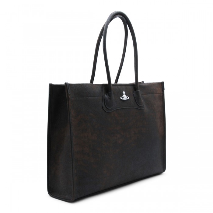 DARK BROWN LEATHER TOTE 2