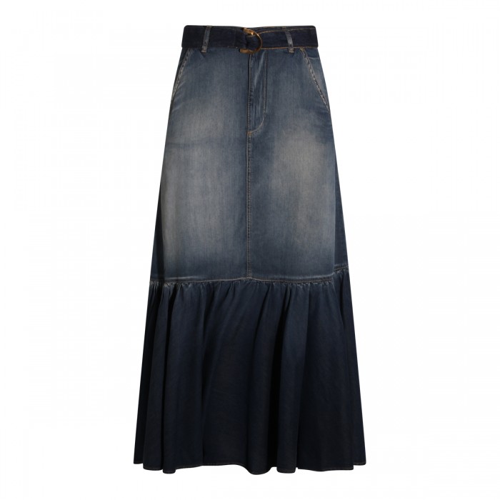 DARK BLUE COTTON DENIM SKIRT