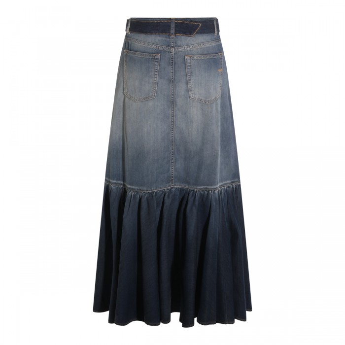 DARK BLUE COTTON DENIM SKIRT 2