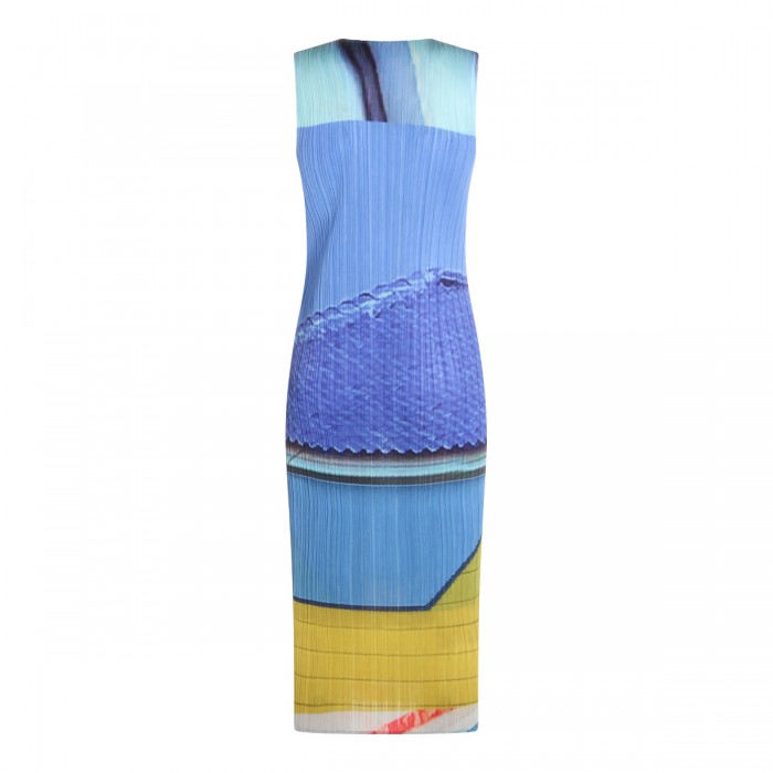 BLUE AND YELLOW PLEATED DRESS 2