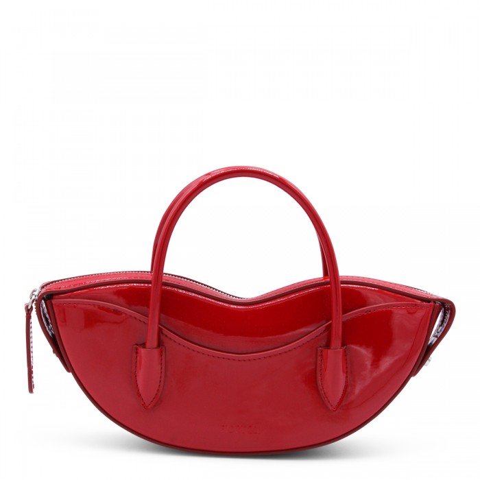 RED LEATHER TOP HANDLE BAG