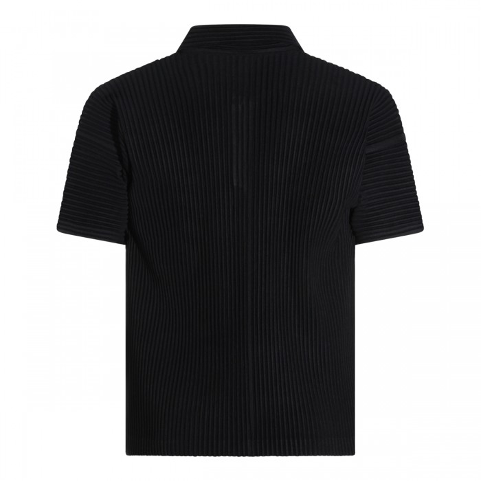 BLACK PLEATED POLO SHIRT 2