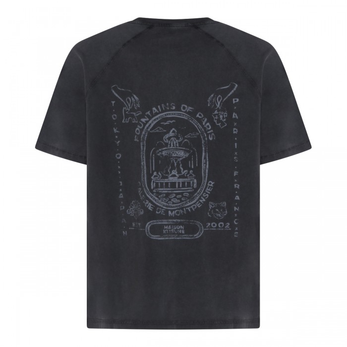 BLACK FADED COTTON T-SHIRT 2