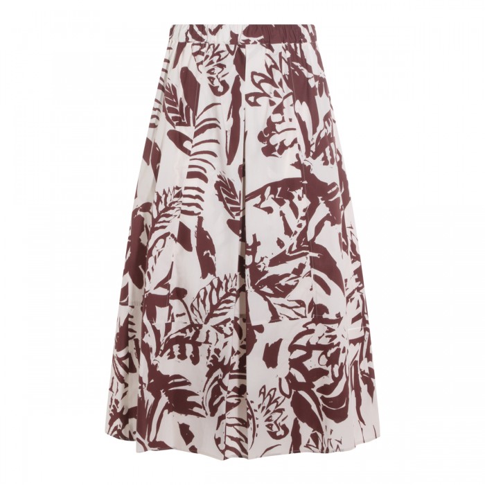 BROWN COTTON MIDI SKIRT