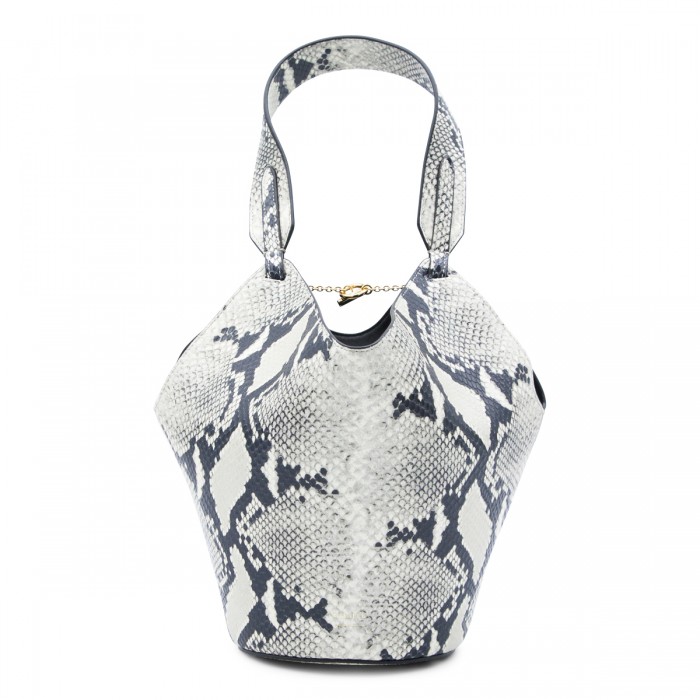 BLACK AND GREY LEATHER SATCHEL