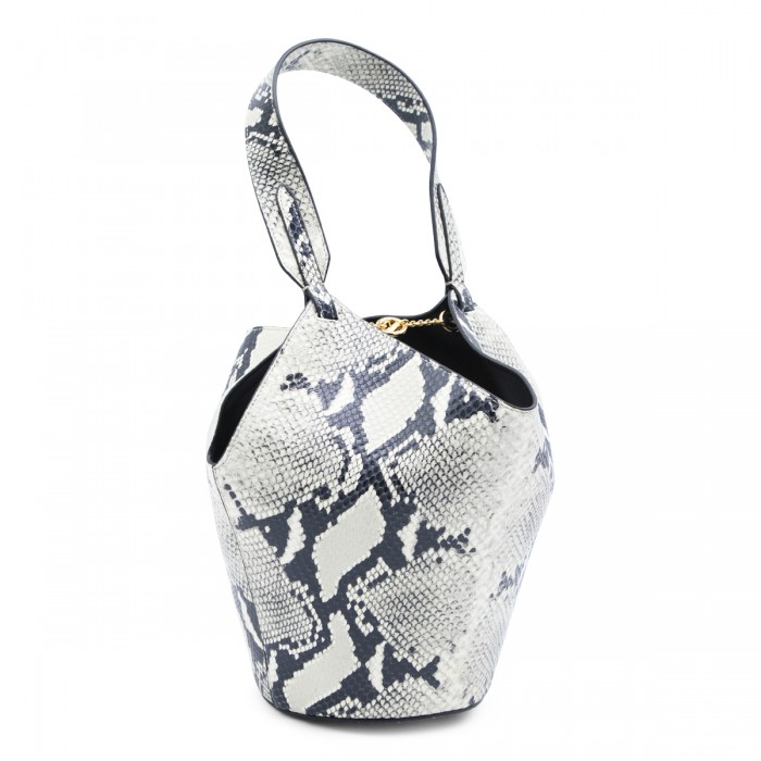 BLACK AND GREY LEATHER SATCHEL 2