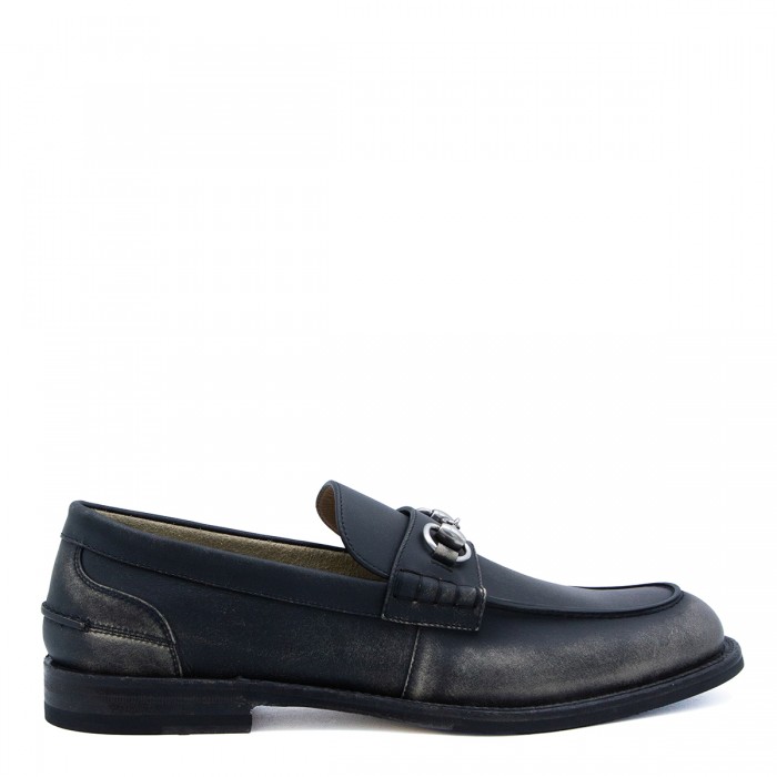 WASHED BLACK LEATHER LOAFERS