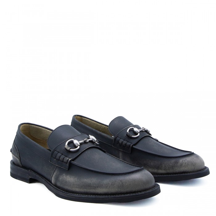 WASHED BLACK LEATHER LOAFERS 2