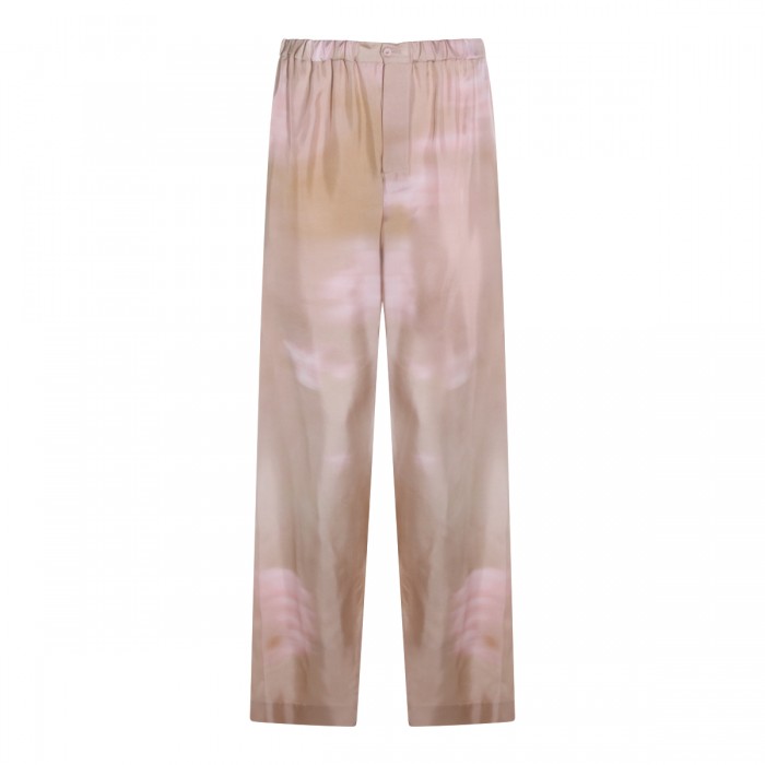 BEIGE AND PINK SILK PANT