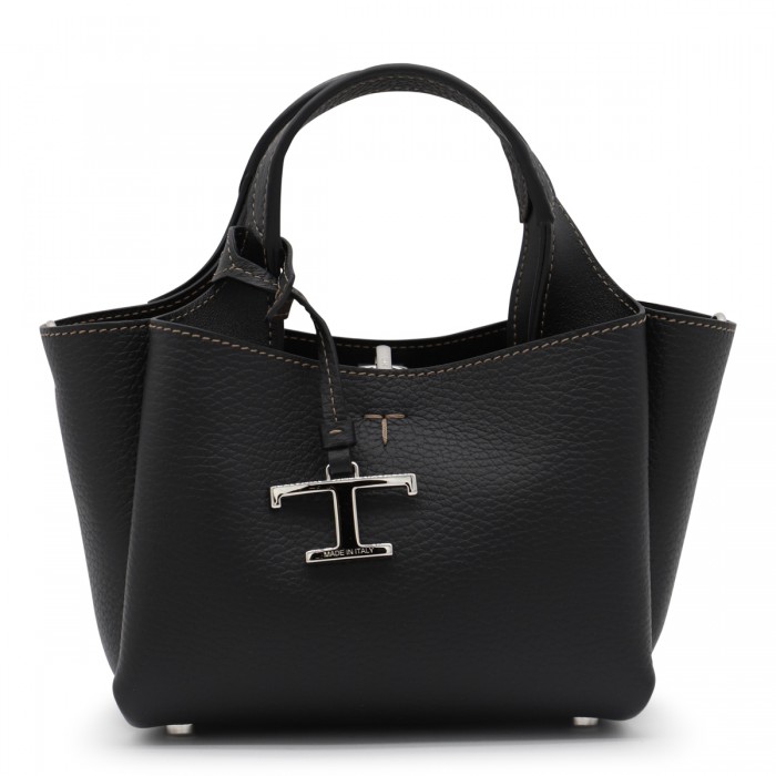 BLACK LEATHER TOTE