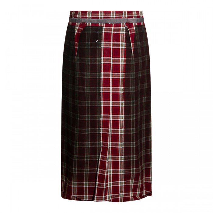 DARK RED VISCOSE MIDI SKIRT 2