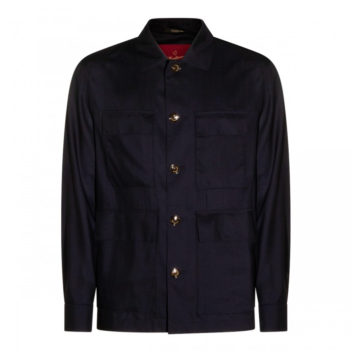 NAVY VIRGIN WOOL CASUAL JACKET
