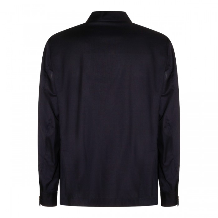 NAVY VIRGIN WOOL CASUAL JACKET 2