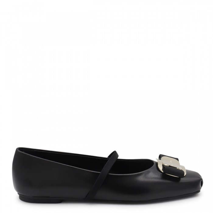 BLACK LEATHER FLATS