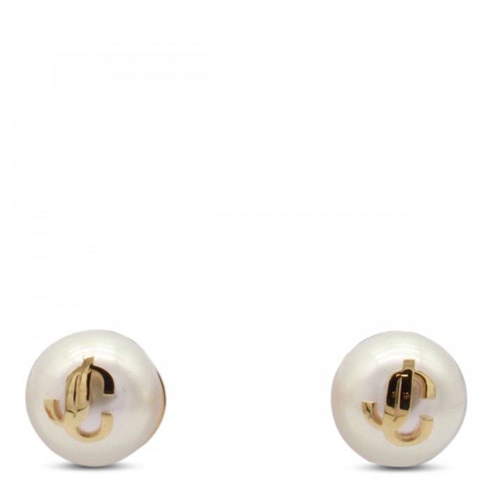 GOLD AND PEARL BRASS EARRINGS