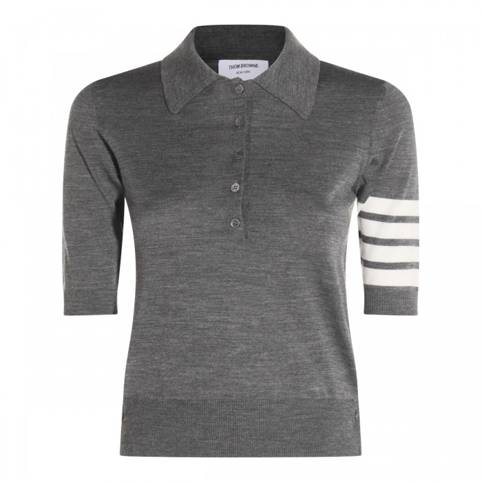 GREY WOOL POLO SHIRT