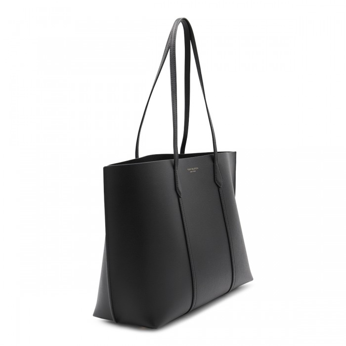 BLACK LEATHER PERRY TOTE BAG 2