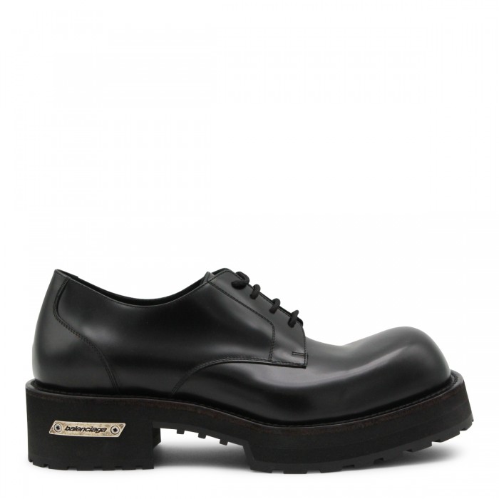 BLACK LEATHER DERBY LACE UP...