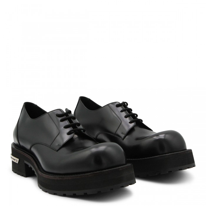 BLACK LEATHER DERBY LACE UP... 2
