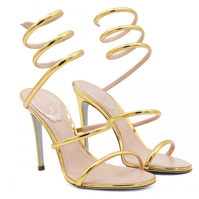 GOLD TONE LEATHER SANDALS 2