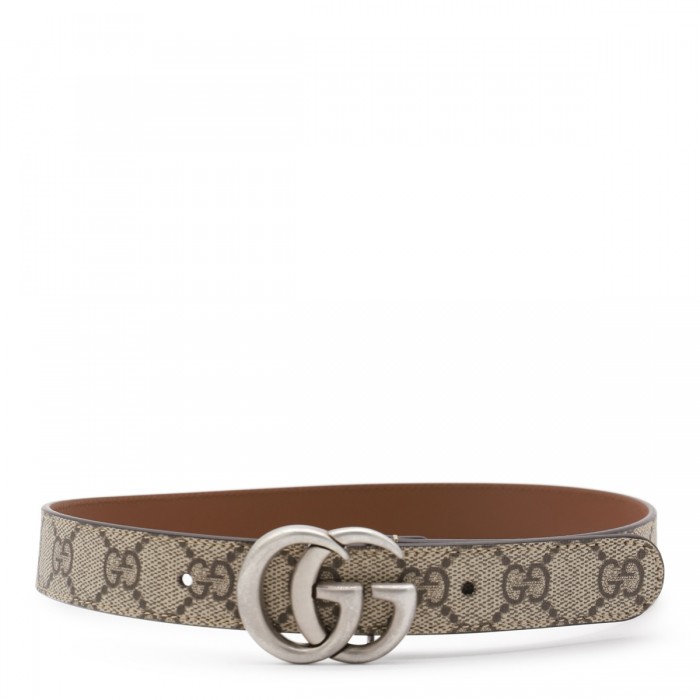 BEIGE LEATHER GG BELT