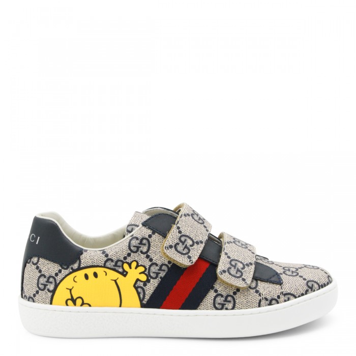 BEIGE AND BLUE ACE SNEAKERS