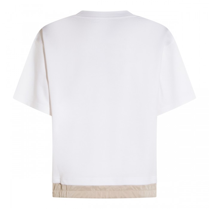 WHITE AND BEIGE COTTON T-SHIRT 2