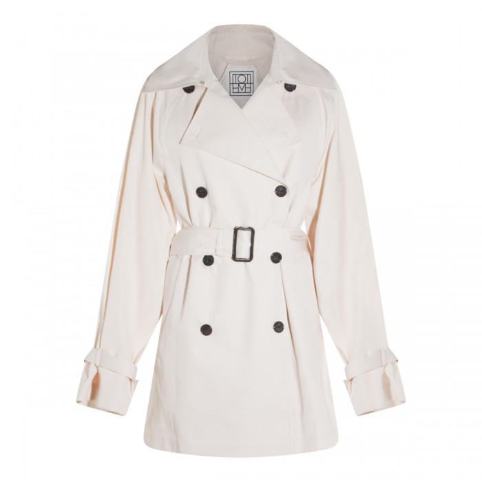 WHITE COTTON TRENCH COAT