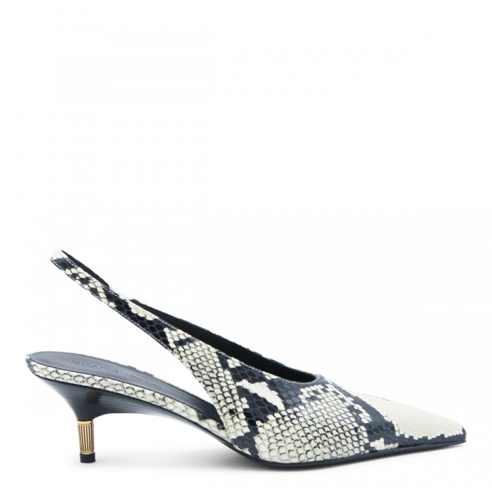 BLACK AND WHITE LEATHER PUMP