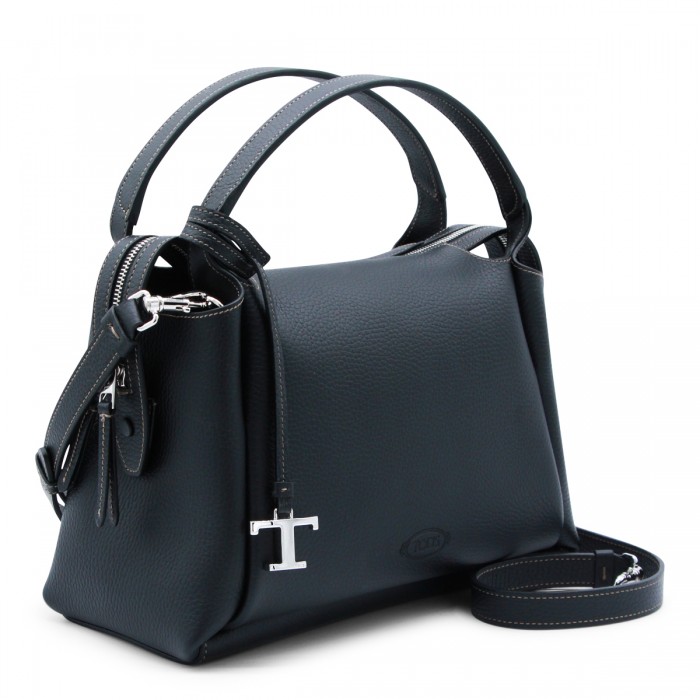 BLACK LEATHER TOP HANDLE BAG 2