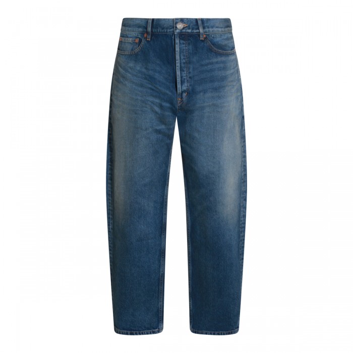 BLUE COTTON HIGH RISE JEANS