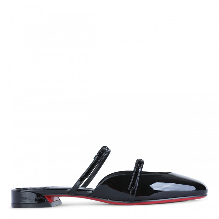 BLACK LEATHER JANE NINA FLATS