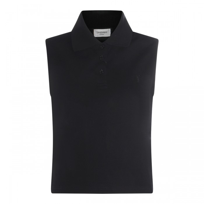 BLACK COTTON POLO SHIRT